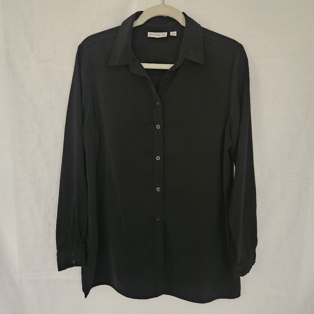 Susan Graver Black Button up‎ Shirt Size Small